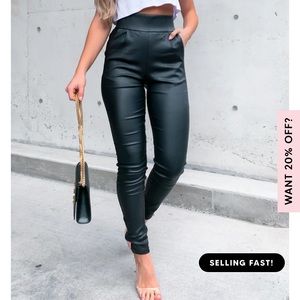 Fire It Up Wet Look Pants Black